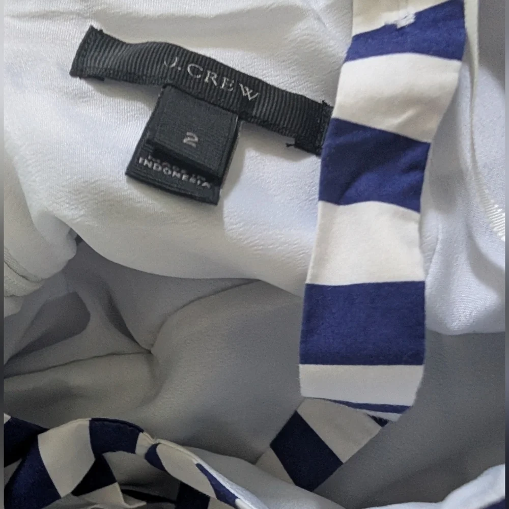 J. Crew Navy and White Striped Ruffle Maxi Dress